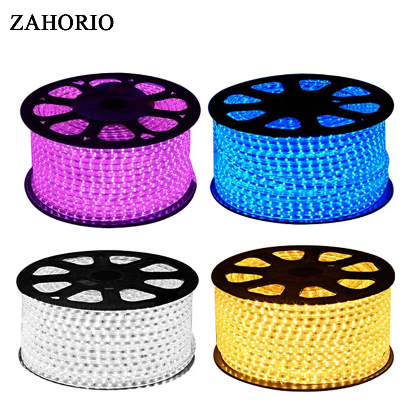 cheap 5M 5M 7M 8M 9M 10M 13M RGB Led Strip 5050 Waterproof Led Verlichting Neon Light and 220V Striscia Iluminacion Led Strip Lights