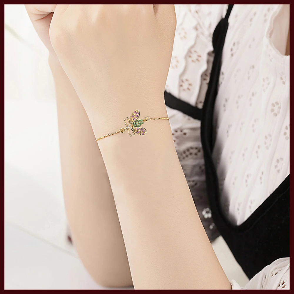 

Women's bracelet fashion colored rhinestones insect pendant bracelet top hot sale designer jewelry