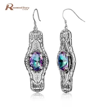 Сделанные в Китае Подвески Винтажные серьги ювелирные изделия овальные радужные мистические хрустальные длинные висячие серьги ювелирные изделия для женщин Бесплатный подарок