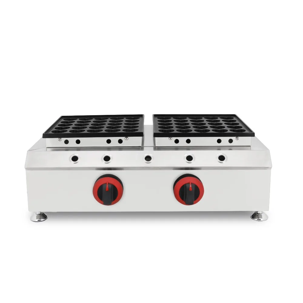 

50 holes heart Commercial Use Non-stick LPG Gas Dual Poffertjes Mini Dutch Pancakes Dorayaki Baker Maker Iron Machine Grill