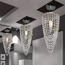LED 1-light Chrome Modern crystal chandelier lighting D17*H45cm AC110V-256V Transparent color
