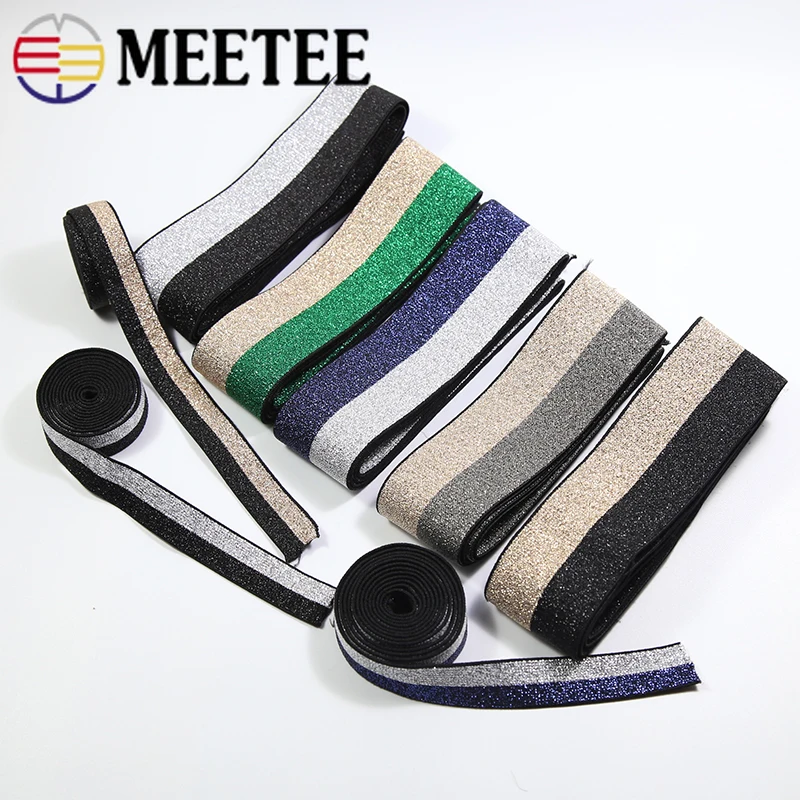 

Meetee 40mm Soft Skin Gold Silver Nylon Elastic Bands Webbing Pants Waist Belt Rubber Band Binding Tapes DIY Bags Sewing Crafts