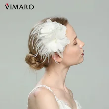 

VIMARO Elegant Ivory Feather Hair Combs Wedding Fascinator Party Hair Accessories For Women Hair Jewelry Headpiece