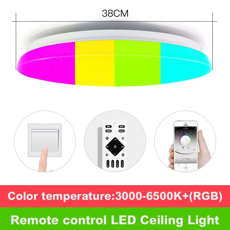 Современный светодиодный потолочный светильник 25 W Smart Remote Управление RGB затемнения Цвет Изменение лампа для гостиной Спальня AC165-265V - Цвет корпуса: 25W-(Main light)-RGB