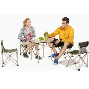

Garden Set Outdoor Furniture 4 Chairs 1 Table Al Iron Oxford Fast Shipping Green Blue Thickening Folding with Bag Camping Set