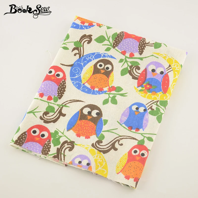 Booksew Home Textile Printed Owls Designs Cotton Linen Fabric Sewing Material Tissu For Bag TableCloth Curtain Pillow Decoration | Дом и сад