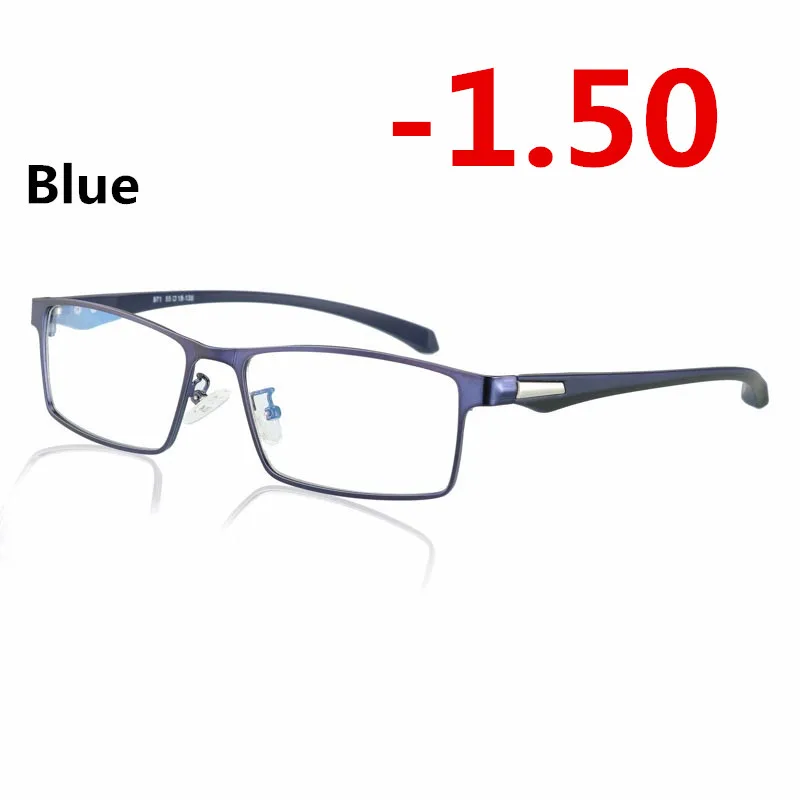 Полная оправа солнцезащитные фотохромные очки для близорукости оптические мужские Студенческие очки для близорукости очки по рецепту оправа-1,0-4,0 - Цвет оправы: blue -1.50