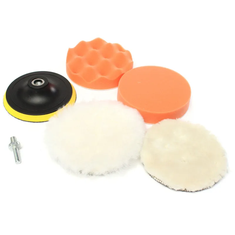 New Arrival 6Pcs 125mm Gross Polishing Buffing Pad Kit for Car Polishing with Drill Adapter M10