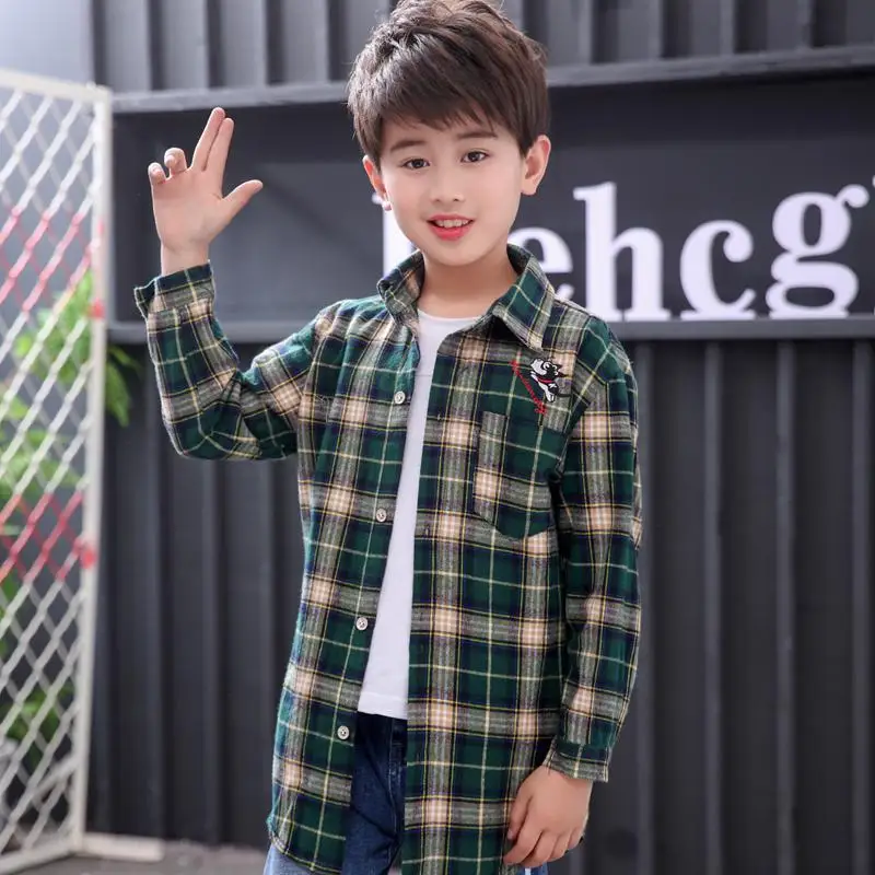 Plaid Shirts For Boys Tops Autumn Children Clothing Teenager Outerwear Kids Blouse Infant Toddler Boy Shirts Chemise Garcon - Цвет: 5