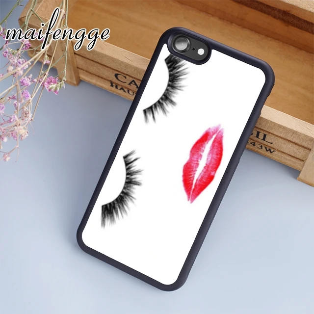 Maifengge Ресницы помада тушь для ресниц чехол телефона iPhone 5 6 6s 7 8 plus 11 12 Pro X XR XS max Samsung