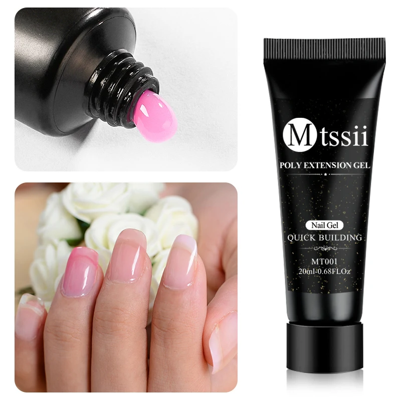 

Mtssii 9pc/ set Nails Kit UV Gel French Nails Art Manicure Tips Nails Build Extending Crystal Jelly Gum Poly Extension Gel Set