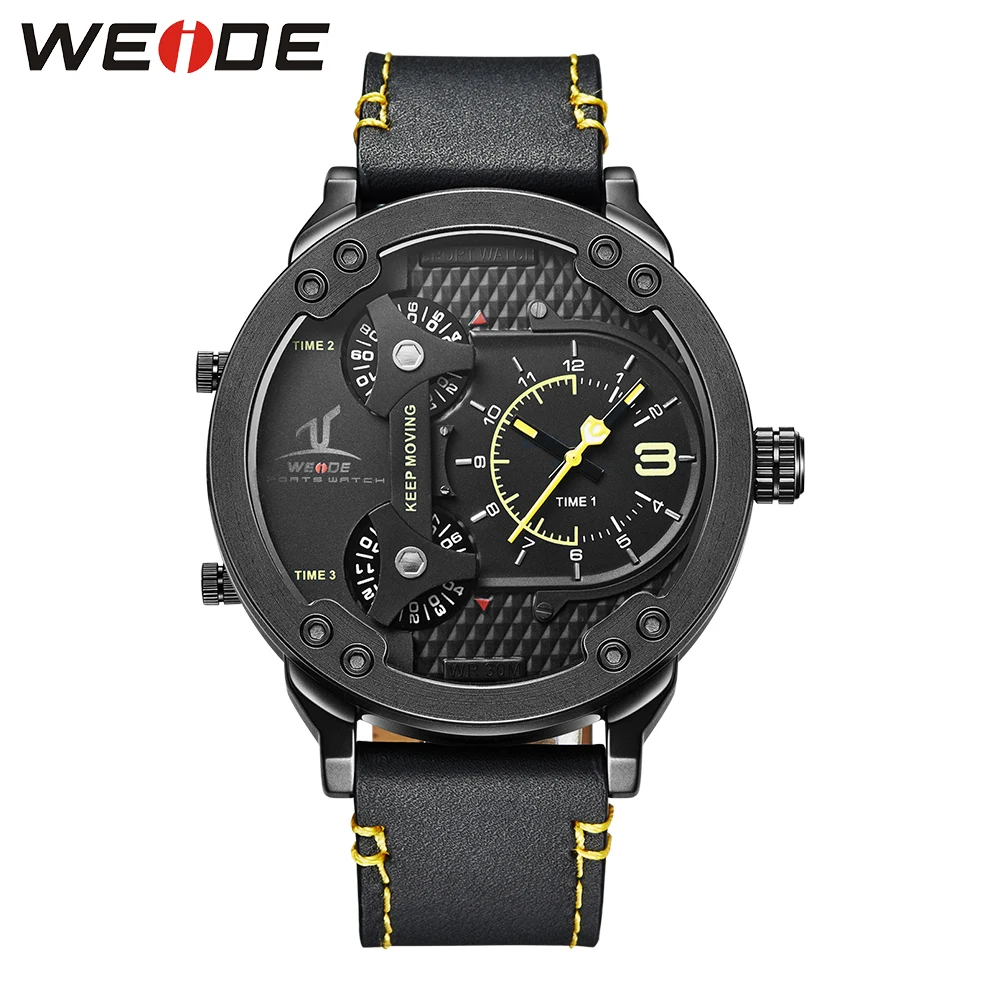 

WEIDE Sport Watch Multiple Time Zone Black Silicone Strap Band Military Brand Men's Quartz Military relogio masculino UV1506