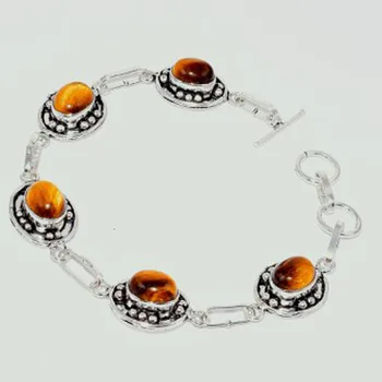 

Tiger Eye Bracelet Silver Overlay over Copper, 21cm , B2912