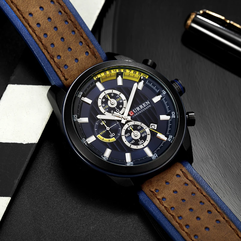 Curren Мода часы Для мужчин Повседневное военные спортивные часы Аналоговые кварцевые наручные часы мужской час Relogio Masculino best подарок