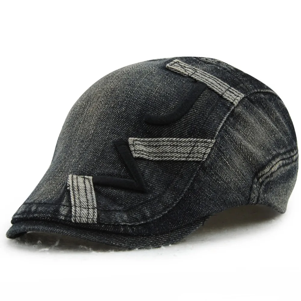 new women Cowboy Hats Breathable Bone Brim Hats denim Women's Men's denim Flat cap Herringbone Visors