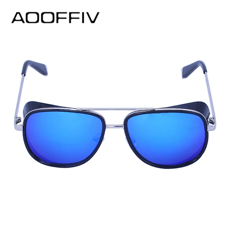 AOOFFIV, Тони Старк, Железный человек, солнцезащитные очки, мужские, люксовый бренд, очки, зеркальные, панк, солнцезащитные очки, Ретро стиль, мужские солнцезащитные очки, стимпанк очки