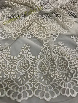 

Free shipping 5yards/lot India tulle fabric hand print glitter sparkling mesh french lace fabric for wedding party dress