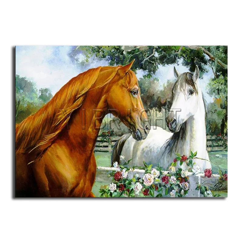 Flower Full Square Diamond embroidery Cross stitch Horse Round painting Roses DIY 3D mosaic landscape | Дом и сад