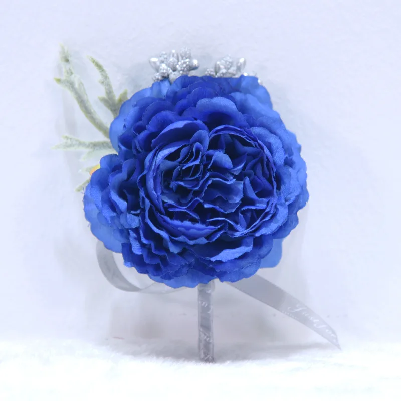 

Hand Wrist Flower Blue Prom Bracelets Flower Bracelet For Bridesmaids Bridal Wristband Wedding Corsage Hand Accessories Flower