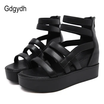 

Gdgydh Open Toe Ladies Sandals Womens Block Chunky Heel Strappy Gladiator Cut Out Platform Wedges Shoes With Zipper Comfortable