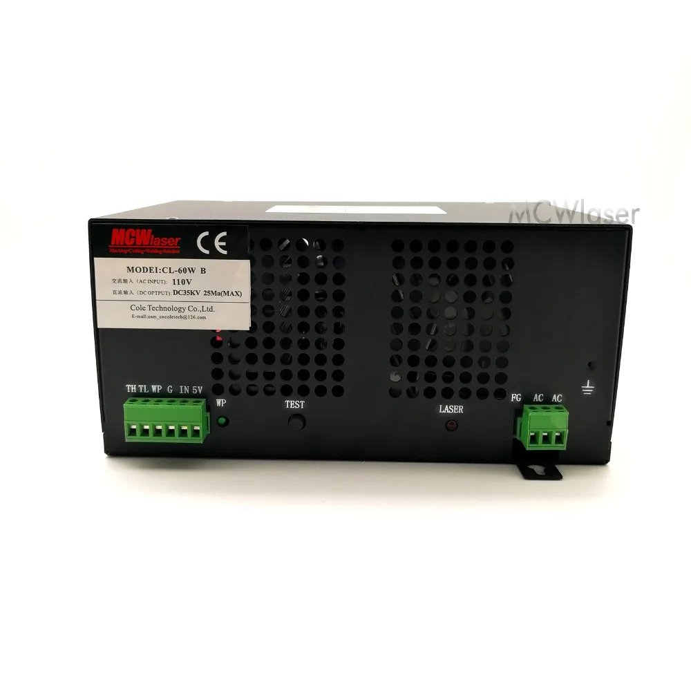 

MCWlaser 60W CO2 Laser Power Supply For Engraver Cutting 220V