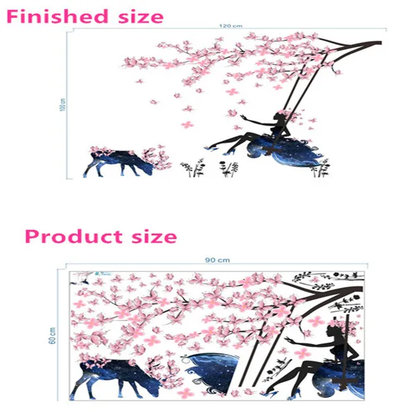 Diy Романтические цветы Феи качели бабочки настенные наклейки Детская комната Декор стены спальня гостиная комната Девушки комната Наклейка Плакат Фреска - Цвет: ZYPA-110-N