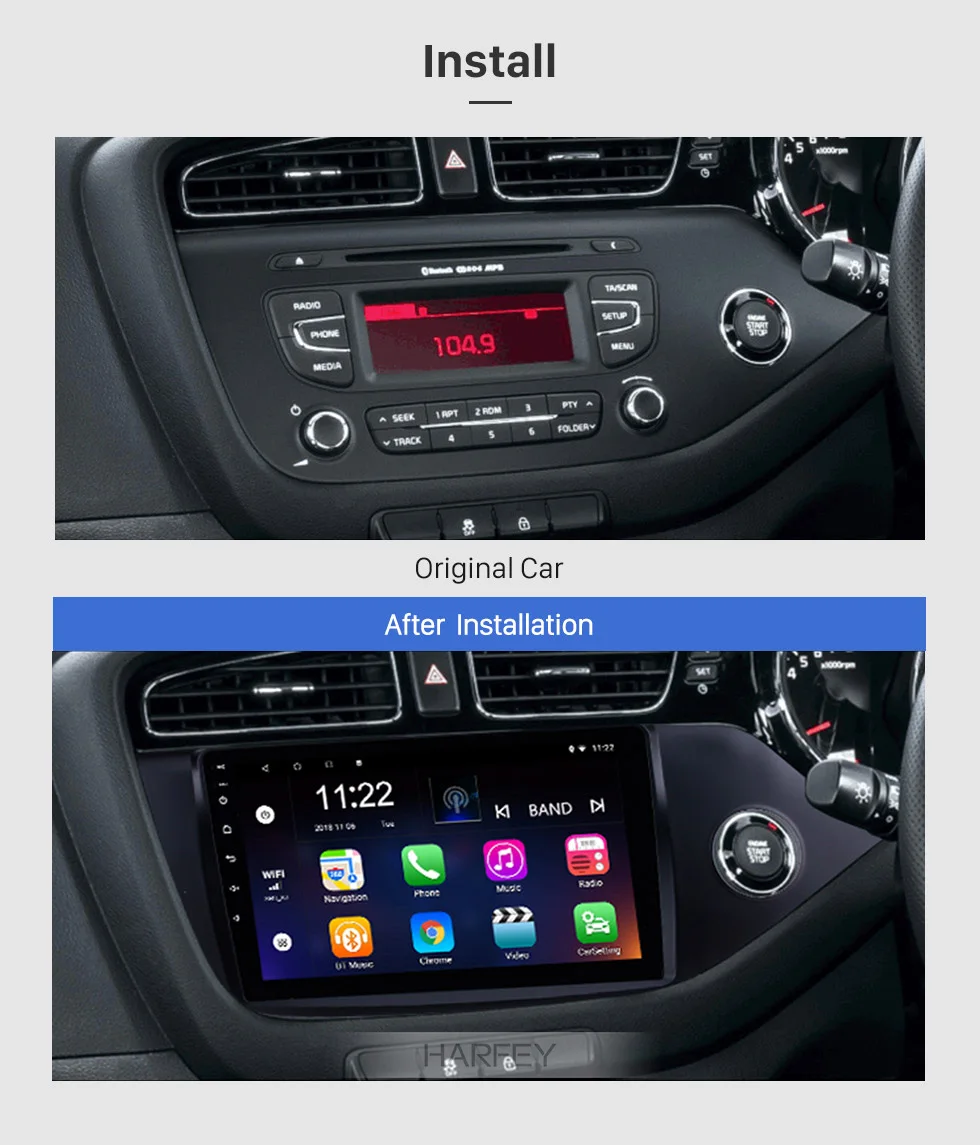 Excellent Harfey 8-core Bluetooth GPS Car Radio 9" Multimedia Player For 2012 2013 2014 Kia Ceed RHD SWC 2Din Android 8.1 Head Unit Stereo 14