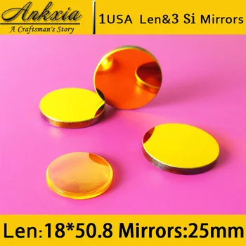 

1PCS Dia 18mm Length 50.8mm USA ZnSe Co2 Laser Focus Len and 3PCS 25mm Silicon Mirrors for Cutter Engraving Machine
