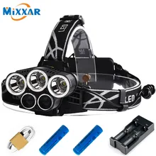 5 Mode Adjustable CREE 3XML-T6 White 2XPE Blue LED Headlamp Headlight 18650 Rechargeable Battery Head Lamp for Hunting Torch