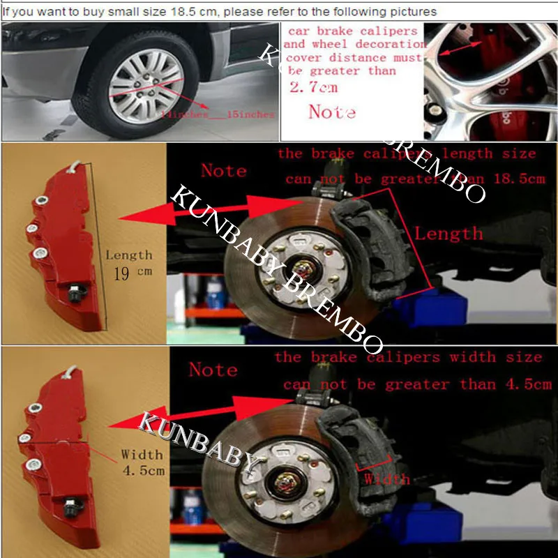 KUNBABY Пластик тормозной суппорт крышка модель 3 с белым Brembo логотип для автомобильного стайлинга украшения для Mercedes Benz BMW Audi Kia Nissan