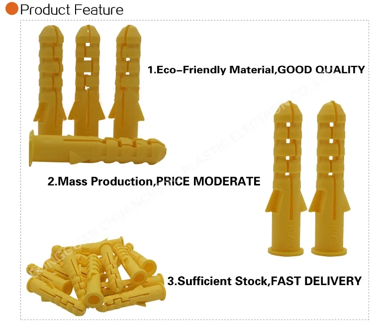 50 шт. Китай полиэтиленовой якорь стены нейлона якорь настенных розеток со стальными винтами
