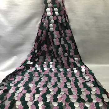

Beautiful Nigerian Tulle Lace Fabric With Sequins Embroidered 2019 High Quality African French Net Lace Fabrics 5Yard/Lot A2033