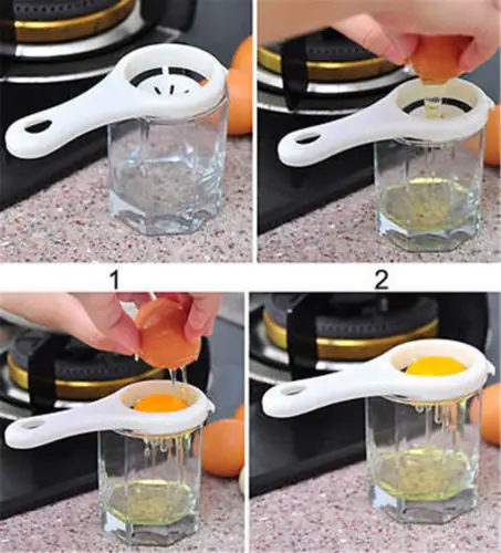 

White Egg Yolk Separator Tool Easy Cooking White Sieve Plastic Kitchen Gadget