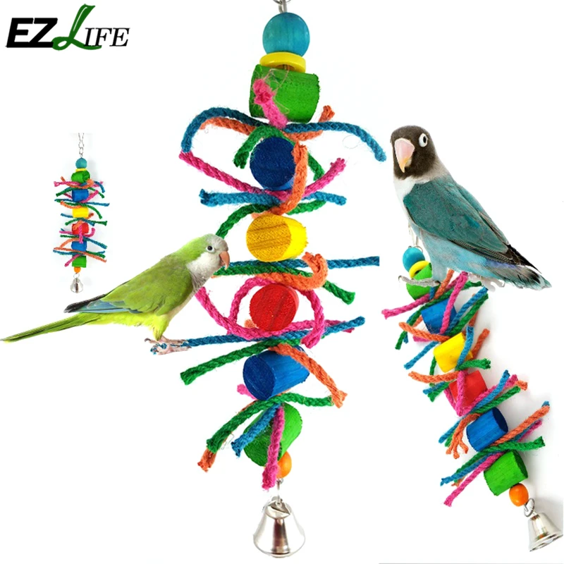 Buy A String of Colorful Wooden Wood Pet Birds Swing