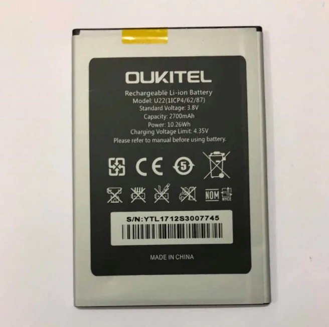 Oukitel U22 аккумулятор 100% Оригинал 2700 мАч запасная батарея для мобильный телефон |