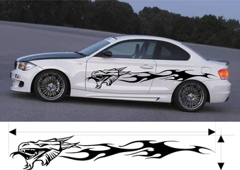 

For 2Pcs VINYL GRAPHIC DECAL KIT FIERY DRAGON CAR TRUCK CUSTOM SIZE COLOR VARIATION F1-53 Car styling