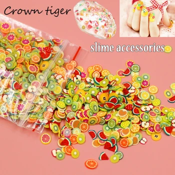 

Soft pottery 1000pcs Fruit slices Filler For Nails Art Tips Slime Fruit For Kids Lizun DIY slime Accessories Supplies Decoration
