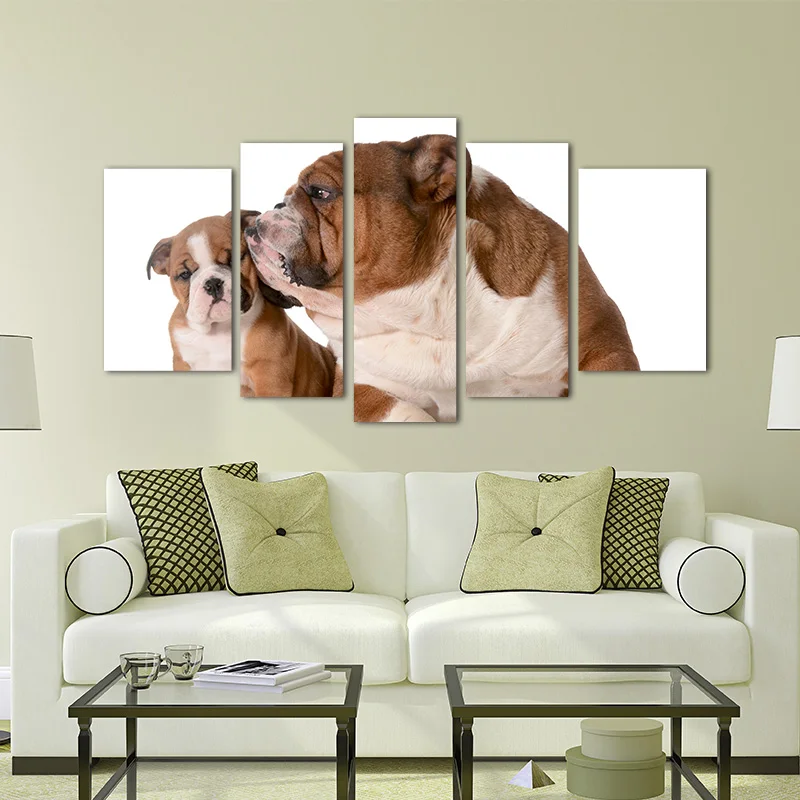 canvas-painting-wall-art-decor-BANMU-5-Panels-home-Dog-English-Bulldog-Family-Isolated-8-Week (2)