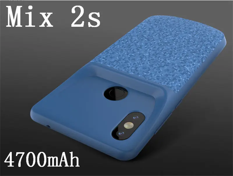 Neng External Cover Backup power bank Charging Capa For Xiaomi Mix2 2s Shockproof Battery Charger Case 5200mAhFor Xiaomi A2 Case - Color: For Mi Mix2s Blue