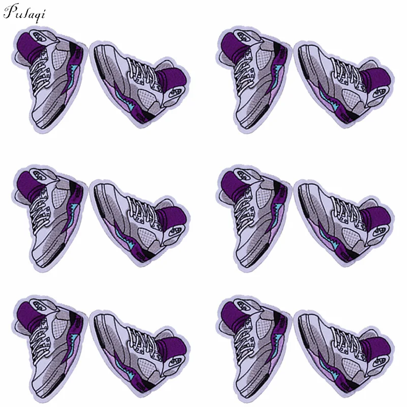 

Pulaqi Cartoon Basketball Shoes Patch Anime Embroidered Canvas Iron On Patches For Clothes Sticker On Jeans Appliques F