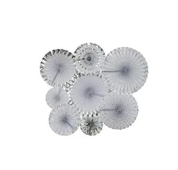 

Party Fans Pack Tissue Fans Decorations Silver Party Decoration Kit Wedding Decoration(Pack of 8)