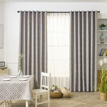 

Blackout Curtains Square pattern printed Thermal for bedroom Window Treatment Curtain Same tablecloth For Living Room Decorative