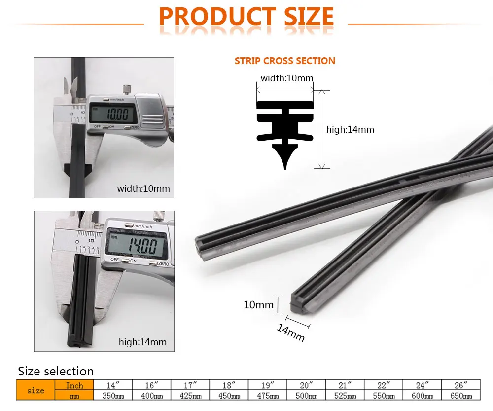 Kosoo автомобильный стеклоочистителя вставка натуральный резиновые полоски 10 мм 14 "16" 17 "18" 19 "20 "21" 22 "24" 26 "28" ветровое стекло авто аксессуары