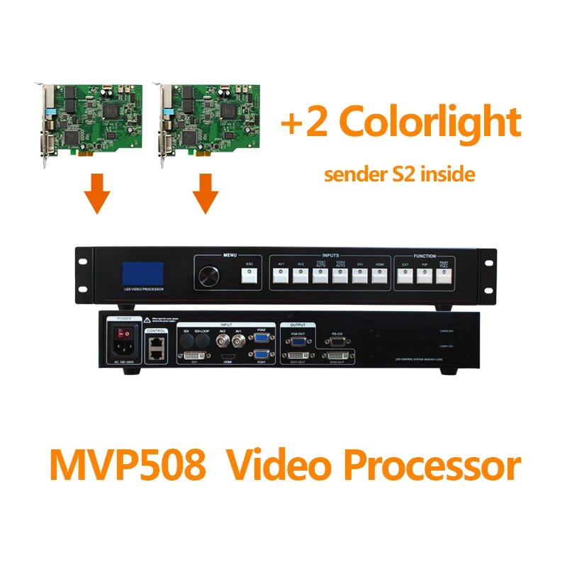 

Video processor MVP508 with 2pcs colorlight S2 sending card in pantalla led advertising led video wall for stage