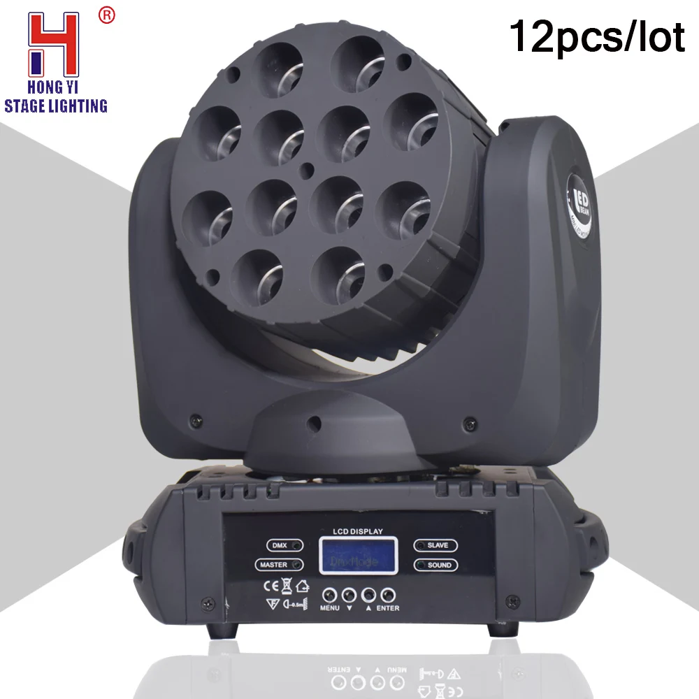 

LED Mini moving head lights 12x12W beam wash effect lighting RGBW4in1 DMX512 with 15CHS for dj party wedding stage light