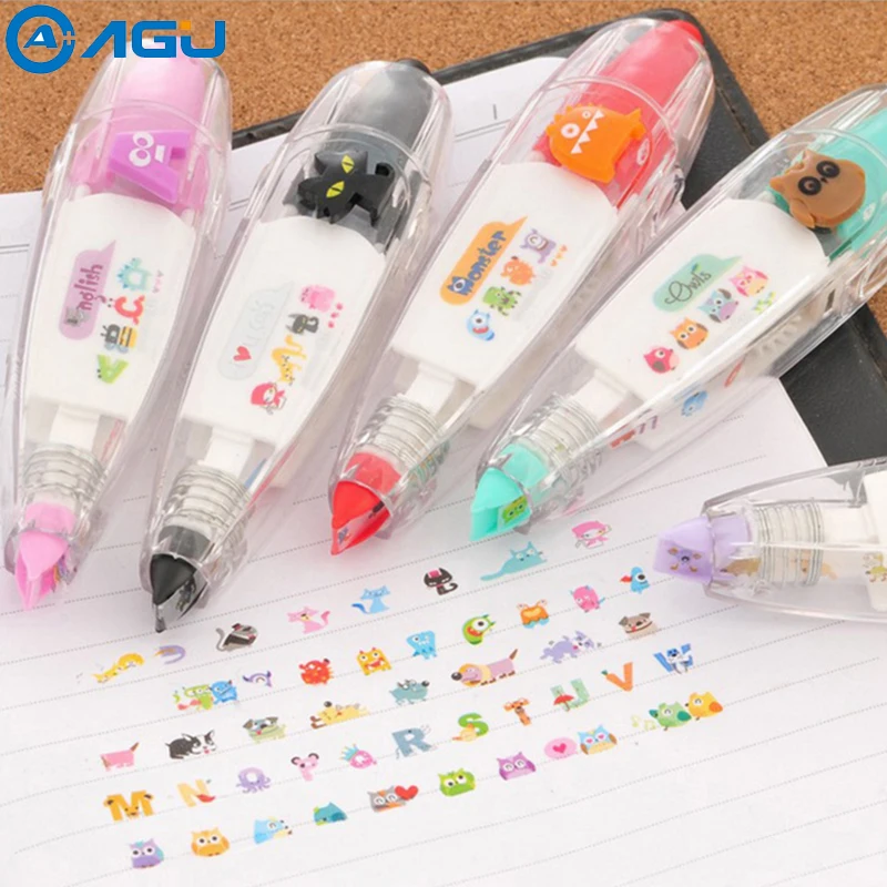 

AAGU 1PC New Kawaii Animals Press Type Decorative Correction Tape Diary Stationery School Supply Masking Paper Used For Painting