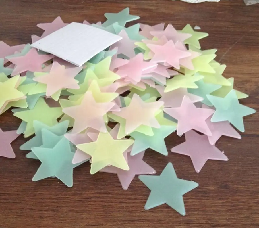 3.8cm luminous stars in luminous patch SMD fluorescent stereoscopic wall stickers 100 / bag luminous paste Wall Stickers 3194