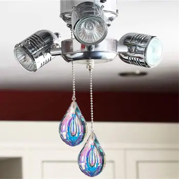 

H&D Crystal Ceiling Fan Pull Chains Hanging 76MM Pendants Prism, Pack Of 2 (AB-Loquat)