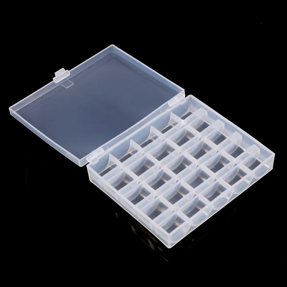 Box Plastic Sewing Accessories 25 Grids Sewing Box Spools Case Empty Bobbins
