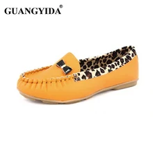 women leather shoes women flats fashion leopard print shoes slip on woman loafer size 35~40 FL014